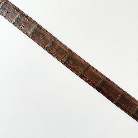 NEW Rod Patrick Boots Mens Western Belt 1.25" Taper Size 44 Brown Caiman Leather - Picture 9 of 12